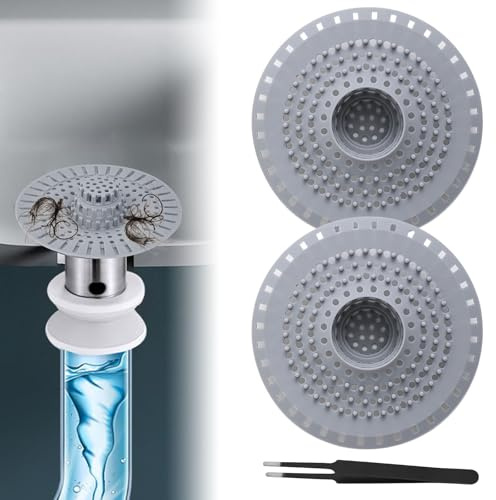 UHETLET 2 Pz Filtro per Lavello in Silicone Filtro di Scarico per Doccia con Ventosa Filtro per Capelli Protezione Scarico Protezione Scarico Lavello Raccoglitori di Capelli per Cucina Vasca e Bagno