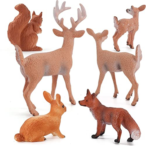 Tangxi Figure di Animali in PVC per la Decorazione del Giardino Giocattoli in Miniatura della Famiglia dei Cervi dei Conigli Impermeabili (COLOR)