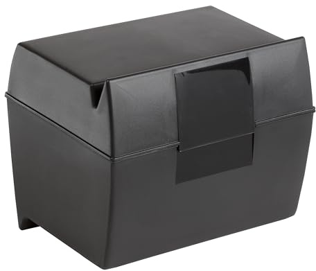 Oxford Plastic Index Card Box, 5 x 8 Inches, 500 Card Capacity, Black (01581)
