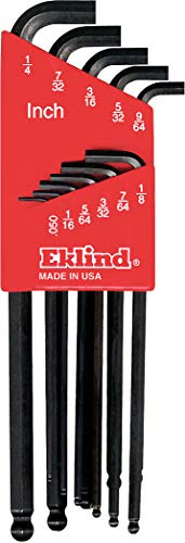 EKLIND 13111 Stubby-Ball-Hex-L Key allen wrench - 11pc set SAE Inch Sizes .050-1/4 Long series