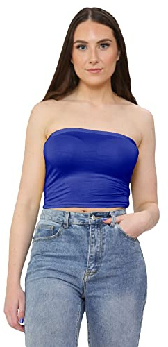 Hamishkane® Strapless Bandeau Ladies Tops, Soft & Stretchy Boob Tube Style Crop Going Out Tops for Women UK - Summer Casual Tube Top for Party or Daily Wear Women's Jumpers Royal Blue