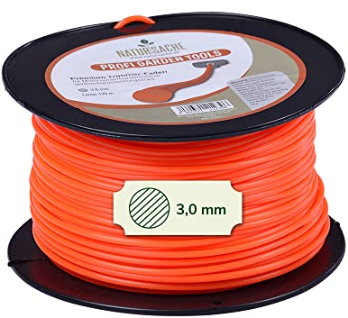 Natursache Trimmerfaden für Rasentrimmer, orange, rund I 3,0 mm x 120 m I Extra reißfester Mähfaden für maximale Schnittleistung I Zubehör für Motorsense
