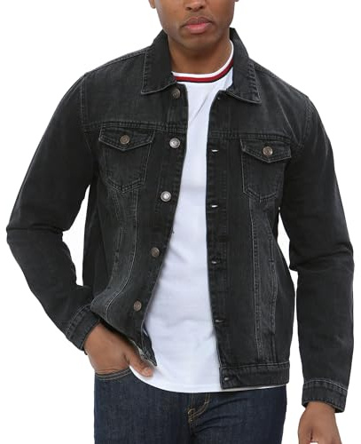 NOROZE Men's Classic Denim 100% Cotton Trucker Jacket- Western Vintage Style Jeans Coat