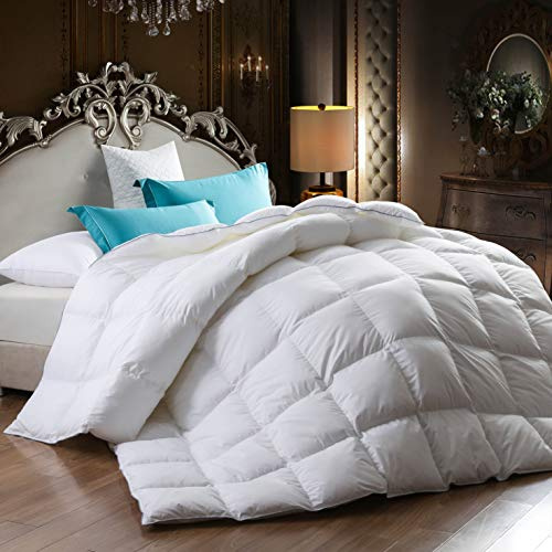 Goose Feather Down Duvet [D] Quilt 13.5 Tog Luxury Quilt Comforter Deluxe Best Hotel Quality, Super Soft, Warm and Cosy, Anti Allergy, Computer Quilted Self piping (Double 200x200cm)