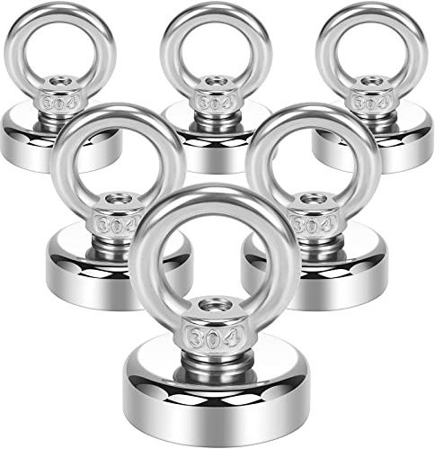 Wukong 6 Piezas Imanes Neodimio Con Ganchos, 19KG Potentes Pequeños, 25mm Magnéticos Para Ropa y Alarma, Cocina, Oficina y Garaje