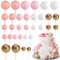 ASTARON 32 Pcs Ball Cake Topper Decorations Mini Balloons Cake Topper Sticks Foam Balls Cake Picks Cake Topper Balls Cake Decorations for Wedding Party Birthday Cake Decorations (Rose gold，Pink)
