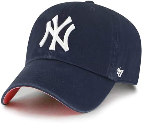 47 Baseballkappe mit New York Yankees Primary Logo Ballpark Clean Up Dad – mehrere Farben, New York Yankees Navy Red, Einheitsgr��e