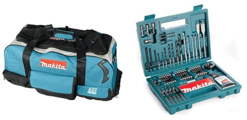 Makita 831278-2 LXT400 Heavy Duty Tool Bag & B-53811 Drill & Screwdriver Bit Accessory Set (100 Piece), Multi-Colour, Set of 100