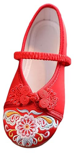 Dressnu Zapatos de tela estilo chino antiguo para disfraz Hanfu, zapatos bordados, Rojo 2, 20 EU