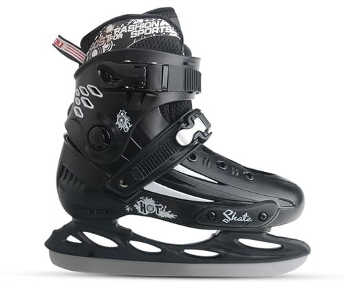 Patins À Glace Femmes Hommes jeunes,Patins À Glace en Acier Inoxydable,Patins À Glace avec Système De Laçage Rapide Et Boucle À Poussoir pour Un Maintien Sûr,Confortable et respirant,Größe 34-45