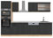 Vicco Küchenzeile R-Line, Anthrazit Landhaus/Goldkraft Eiche, 300 cm mit Hochschrank, AP Marmor