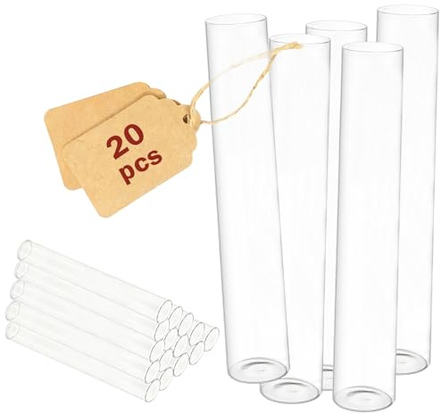 Spetsbst Lot de 20 tubes à essai en verre transparent 120 x 20 mm
