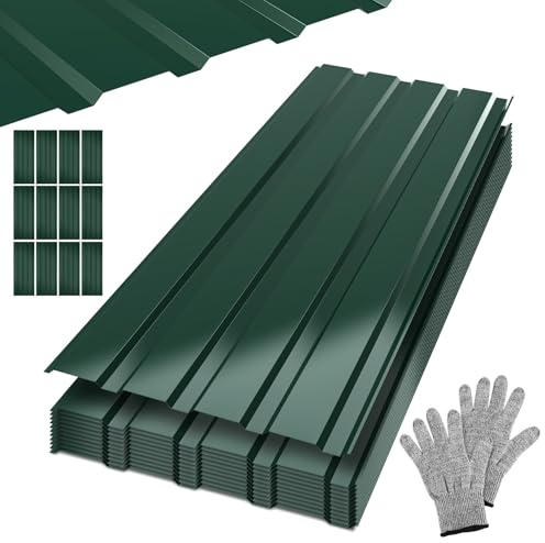 ISOISL 12x Lamiera trapezoidale 115x45cm = 6m², profilo in metallo, lamiera per tetto, lamiera di acciaio ondulata per tetto, per tetto di casetta degli attrezzi, carport, piastre per tetto incluse