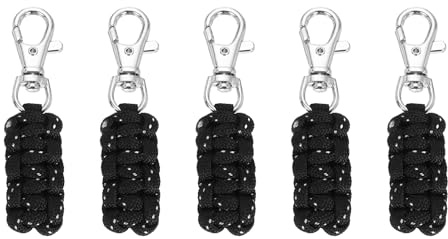 QUARKZMAN 5Pcs Tirettes De Fermeture Eclair, 3 Pouces Cordons En Nylon Extensions De Fermeture Eclair Tressees A La Main Remplacement De Fermetures Eclair Avec Fermoir En Metal, Noir Blanc