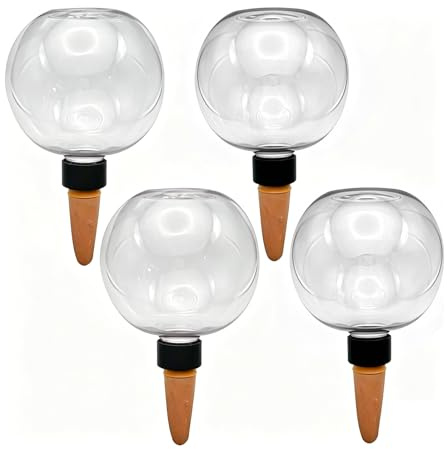4 Unidades Bolas de Riego Plantas Autorriego 500 ml, Sistema Riego Automático Serie, Goteo Lento Liberación Gradual Transparente, para Macetas Interior Exterior Balcón Jardín Vacaciones (Blanco)