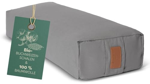 DoYourSports Coussin Carré de Yoga et Méditation »Paravati« - Yoga Bolster Zafu avec Remplissage de Coques de Sarrasin Organique - 67 x 13 cm – Siege Méditation Confortable - Gris