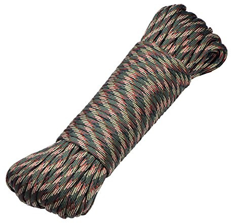 DonDon 30 meter långt tygband nylonsnöre paracord-rep överlevnadsrep för hantverk och campingaktiviteter utomhus 4 mm - 7 snören grön kamouflage
