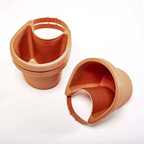 UPP Fallrohr Blumentöpfe | Praktische und einfache Aufwertung von Allen Regenrinnen | Passt bis Ø 14 cm [Terracotta, 3 Stück]