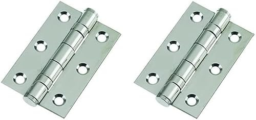 IRONZONE® Door Hinge 3 75mm Ball Bearing Hinges Polished Chrome Suit Internal Doors Pair