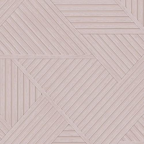 Wood Effect Geometric Wallpaper Pink Holden 13203