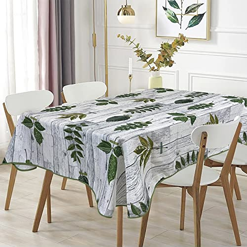 MERCURY TEXTIL- Mantel Antimanchas Rectangular, Hule Mesa, Resistente, Lavable, Impermeable. Ideal para Interiores y Exteriores. (Hojas, 140x200cm)