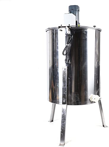 Honigschleuder Electric 4-Waben Edelstahl Honigschleudern Honey Honig Extractor Imker Schleud,Silber