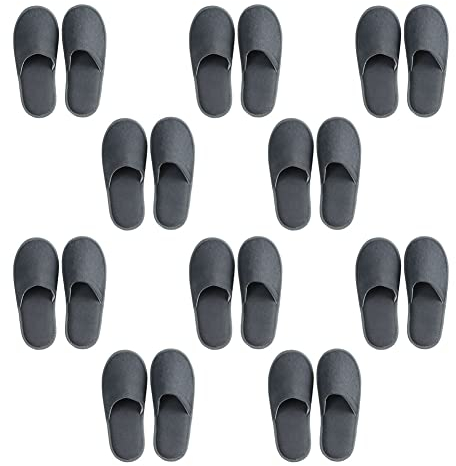Teceyfeet Gästehausschuhe 10er Set, Unisex Hausschuhe Set Hochwertig Einweg Hotelslipper Winter Warm Antirutsch Filzpantoffel Gästepantoffeln Badeslipper Pantoffeln Hausschuhe für Gäste