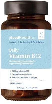 Your Good Health Co – Vitamin B12 | Vegan | High Strength Formula | Support Energy Production and Reduce Tiredness & Fatigue | Tablet | 30 Day Supply