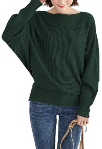 Qin Derdom Maglia Maniche Pipistrello - Donne Collo di Barca Dolman Maglione Lavorato a Maglia Leggero Autunno Inverno Maglione Tops