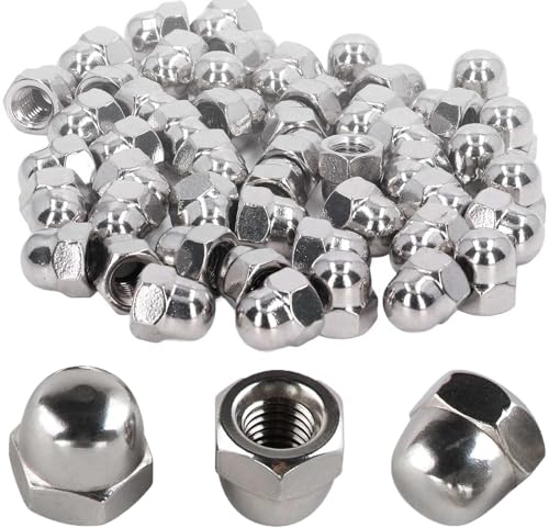 Bikasun 50 Pièces M8 Ecrou Borgne Inox Hexagonal DIN 1587 Forme Supérieure A2 V2A Cache Ecrou Pour Vis Boulons Filetés & Tiges Filetées