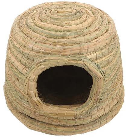 NOLITOY Natural Rabbit Seagrass House Woven Pet Bed Hand Woven Grass Bunny House Rabbit Hut Hamster Nest Toys for Bunny Hamster Guinea Pig Chinchilla Small Animals