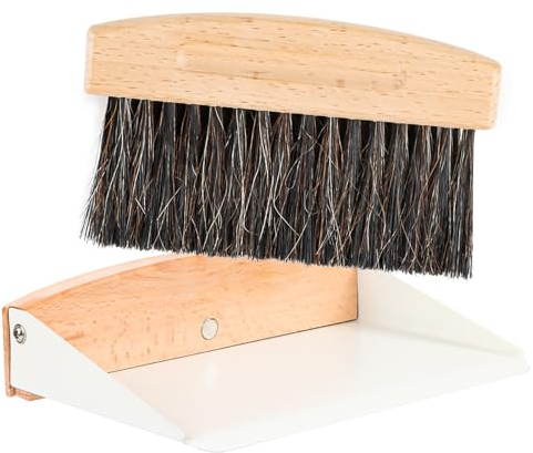 Mini Schaufel und Besen Set, Tischbesen Besen und Kehrschaufel Set, Handbesen mit Kehrschaufel, Tragbares Tischplatten Bürsten Set, Esstisch, Krümelkehrer, Reinigungswerkzeuge mit Borsten (Schwarz)