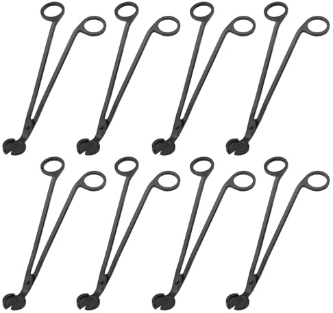 GENHAKON 8 PCS 7 Inch Black Candle Wick Trimmer, Stainless Steel Wick Cutter for Candles, Cut Spent Wicks, Allow Cleaner Burn and Prevent Soot Buildup, Wick Clipper Scissor Candle Tool