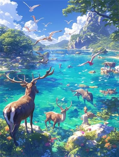 Diamond Painting Groß XXL Reh 100x132cm, 5D Vogel Diamond Painting Erwachsene Groß,DIY Diamant Painting Bilder Groß Kreuzstich Kunst Malerei Bastelset für Zimmer Deko Wohnzimmer, Geschenke für Frauen