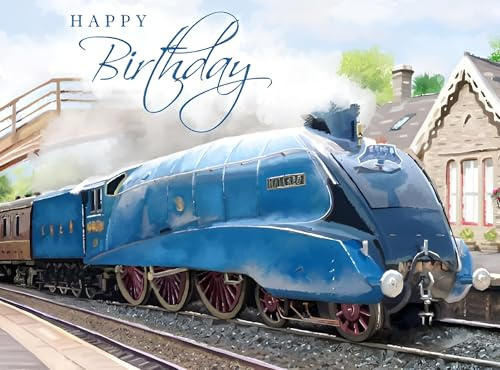 Carte d'anniversaire pour homme – Carte générale pour homme – Train à vapeur colvert – Design traditionnel de chemin de fer artistique – Fabriqué au Royaume-Uni – Respectueux de l'environnement