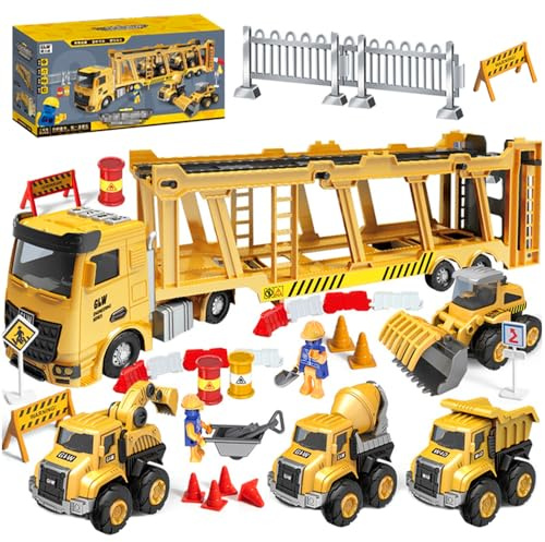 Vehículos de construcción niños grandes camiones vehículos juguetes con grúa juguete excavadora rodillo de vapor carretilla elevadora para niños niños 3 4 5 6 7 8 años vehículos de construcción regalo