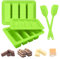 JINGIHE 4-Cavity Rectangle Butter Silicone Molds, Deep Chocolate Bar Moulds with Spatula, Silicone Moulds Kit for Soap Bread Brownie Cornbread Cheesecake Baking DIY (Green)