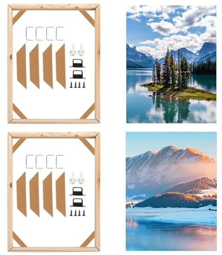 LOPYXBR 4 Set Canvas Stretcher Bars, 12 x 16 inch Frame for Canvas Painting 30 x 40 cm, Natural Wooden Frame for Canvases, Canvases Frames Kit for Artwork, Oil Paintings (Includ Assembly Accessories)