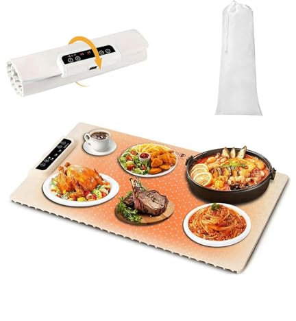 Hazomeu Bandeja De Calentamiento De Silicona con 3 Modos Y Calentamiento Rápido Bandeja Calienta Platos Alfombrilla Portátil De Silicona Bandeja De Calentamiento Electrico