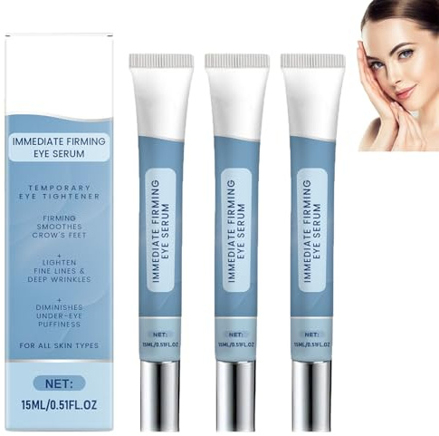 Omedelbart åtstramande ögonserum, minskar ögonpåsar, rynkor och mörka ringar, åtstramande kråkfötter-kräm, anti-aging-kräm och kräm för borttagning av fina linjer, lämplig för män och kvinnor (3 st)
