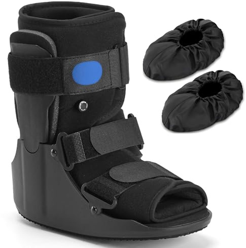 Walking Fracture Boot, Air Cam Walker Orthopaedic Boot for Sprained Ankle Short, Air Brace for Broken Foot Achilles Tendon Injury Black(S)