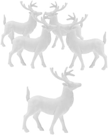 Homoyoyo 5pièces Figurines De Rennes De Noël Plastique Décorations Animaux Miniatures Statues De Cerf Blanc Ornements De Table pour Intérieur Armoire Étagères
