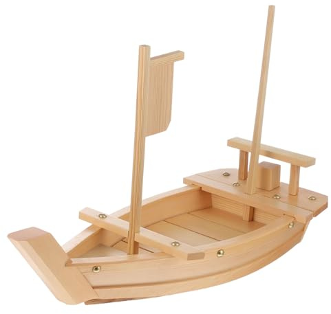 ULTECHNOVO Assiette à Sushis De Bateau 50 Cm en Bois Blanc, Plat De Service pour Sashimi, Décoration De Table Réutilisable, pour Apéritifs, Cocktails Et Événements