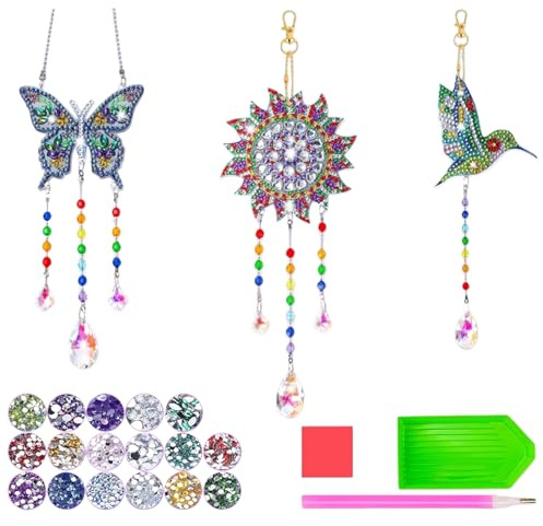 FrostyFlair Kit de Manualidades, Set de Pintura de Diamantes DIY, Animales de Perlas & Creación de Atrapasoles, Regalo Creativo de Cumpleaños