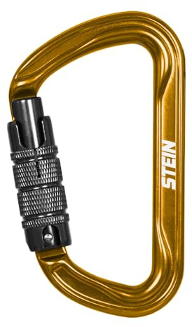 D Shape Aluminium Carabiner 30kN – SECURA Triple Action Lock Gold Climbing Karabiner 7075 Aluminium – STEIN