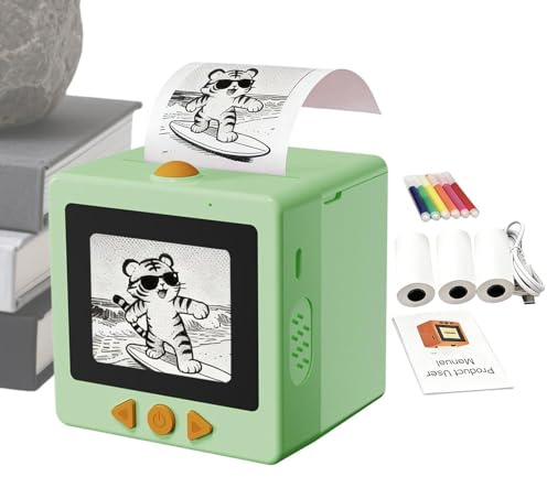 AI Impresora Pegatinas, AI Fabricante Inteligente Pegatinas Voz para Niños Adultos, Impresoras Etiquetas Térmicas con Pantalla Y 3 Rollos, Máquina Hacer Etiquetas, para Suministros Papelería