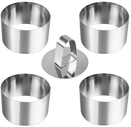 Lares Dessertring/Tortenring mit Ausdrückhilfe - 4er Set - Durchmesser: ca. 7,5cm, Höhe: ca. 4,5cm - aus Edelstahl - Made in Germany