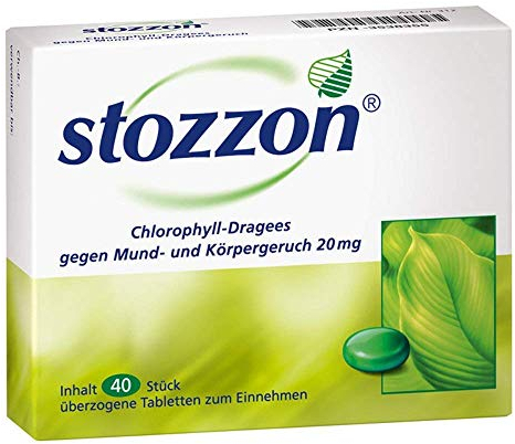 Stozzon Chlorophyll-Dragees 20 mg überzogene Tabletten – Mundgeruch und Körpergeruch wirksam vorbeugen – 40 Dragees