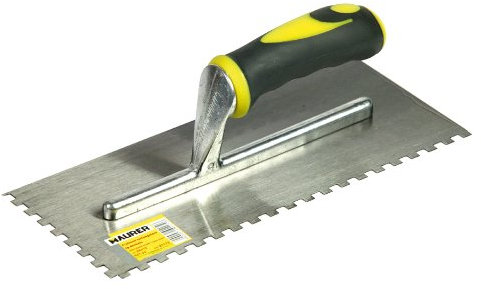 Maurer 91173 Frattone Acciaio Dentato, Manico Bicomponente, 28X12 cm, Grigio/Giallo