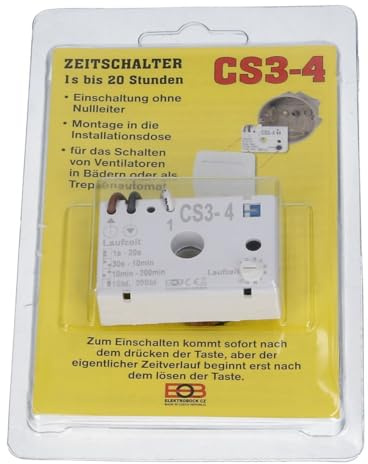 Europart Zeitschalter Nachlaufrelais CS3-4 Unterputz für Badventilator oder als Treppenautomat